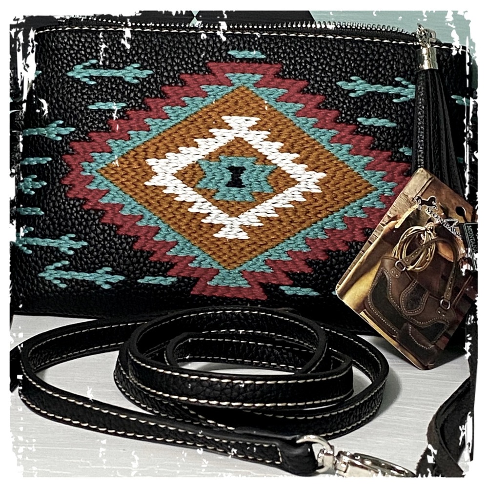 Montana West Crossbody/Clutch Purse Southwestern Design Aztec - Picture 5 of 10
